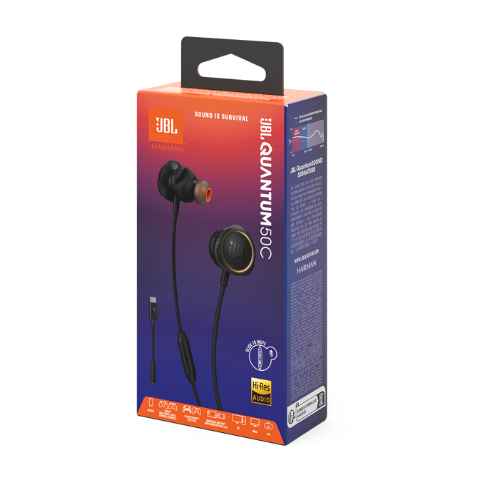 JBL Quantum 50C - Black - Wired in-ear gaming headset with USB-C adapter - Detailshot 15 image number null